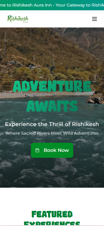 Rishikesh Aura Inn — Custom hotel booking website mobile view