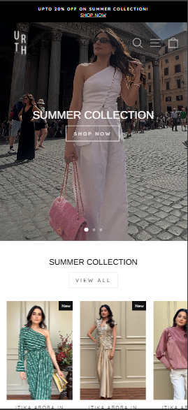 Urth Label — Shopify sustainable fashion store mobile view