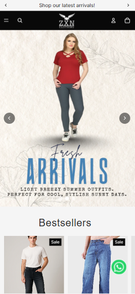 ZXN Clothing — Shopify denim and casual wear mobile view